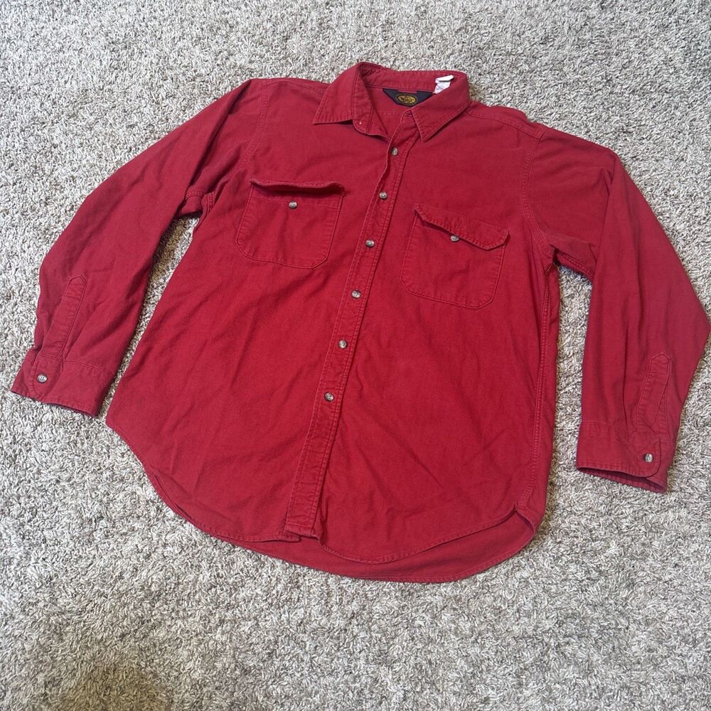 Woolrich Chamois Flannel Shirt Men's Size Large Red Cotton Workwear Vintage USA
